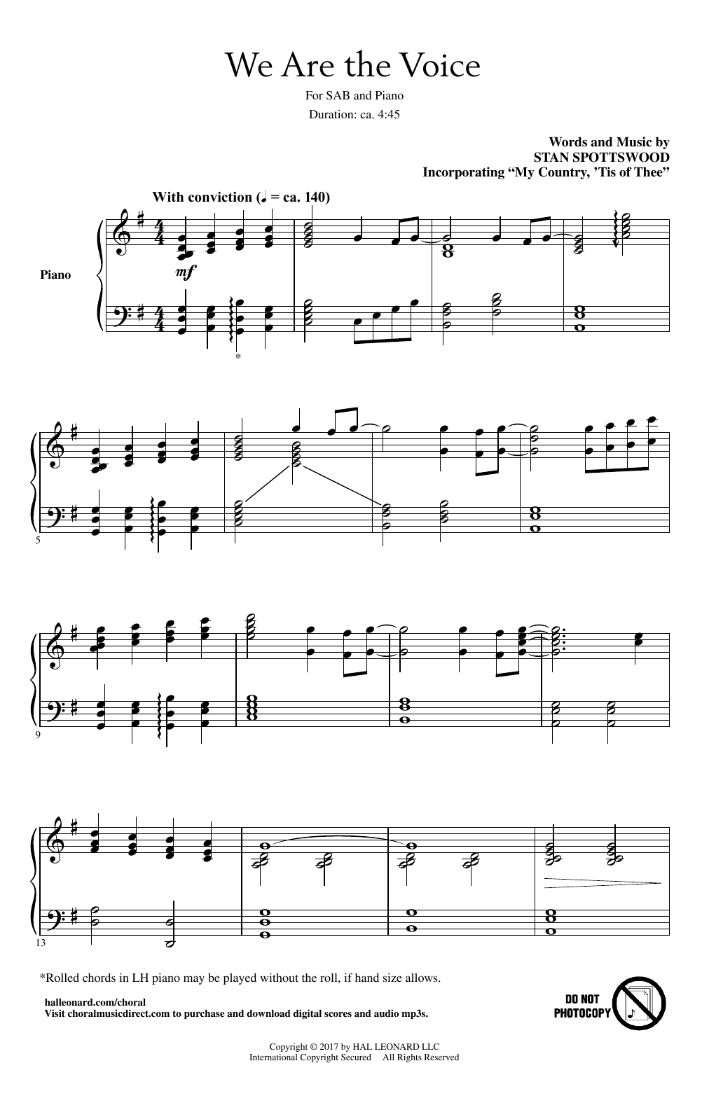 Stan Spottswood We Are The Voice Sheet Music