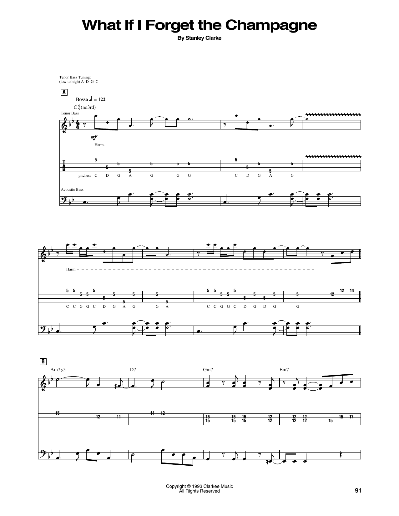 Stanley Clarke What If I Forget The Champagne Sheet Music