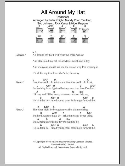 Steeleye Span All Around My Hat Sheet Music