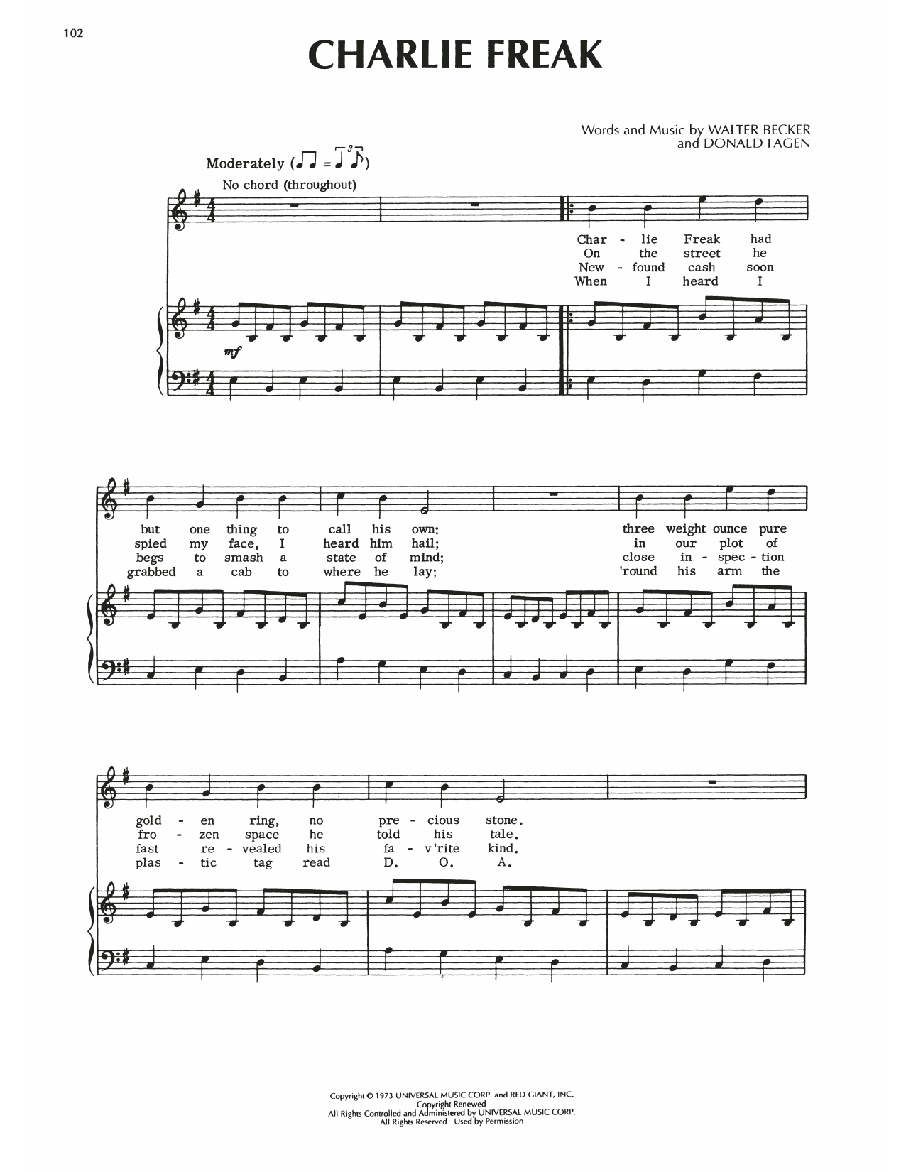 Steely Dan Charlie Freak Sheet Music