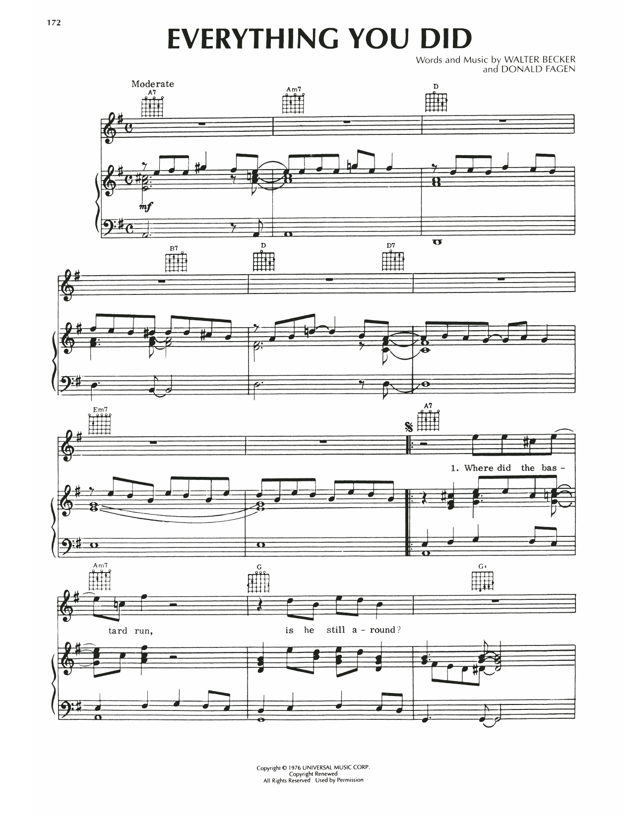 Steely Dan Everything You Did Sheet Music