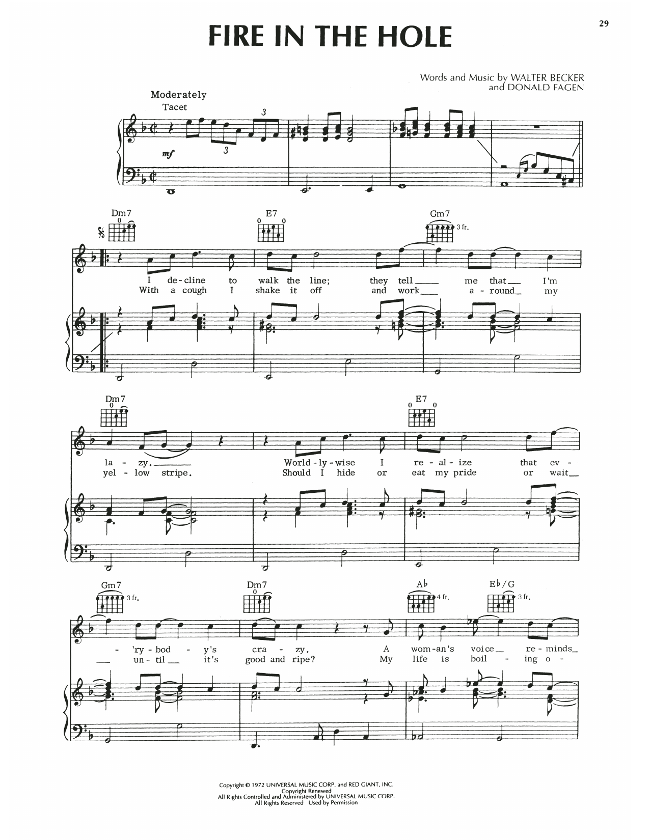 Steely Dan Fire In The Hole Sheet Music