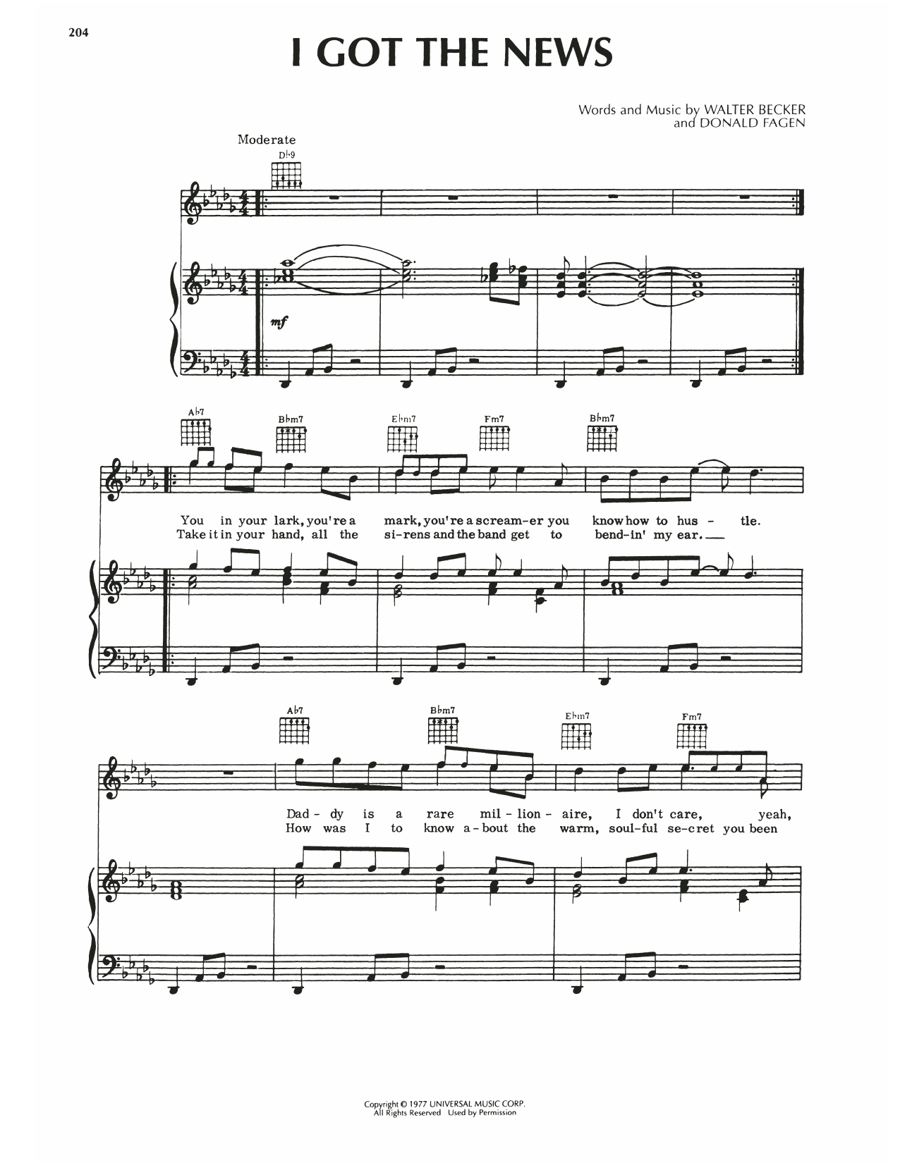Steely Dan I Got The News Sheet Music