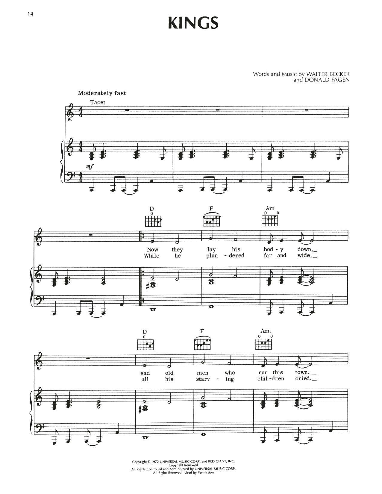 Steely Dan Kings Sheet Music