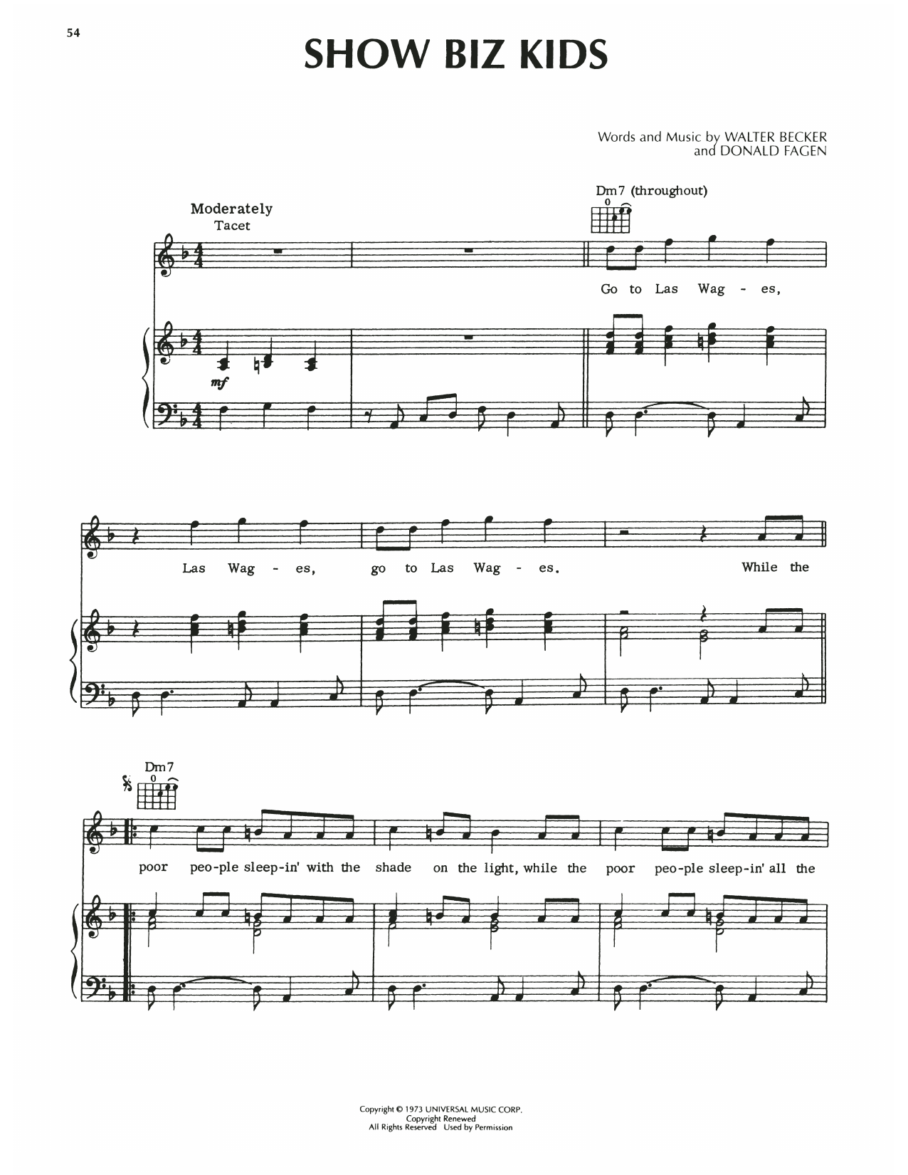 Steely Dan Show Biz Kids Sheet Music