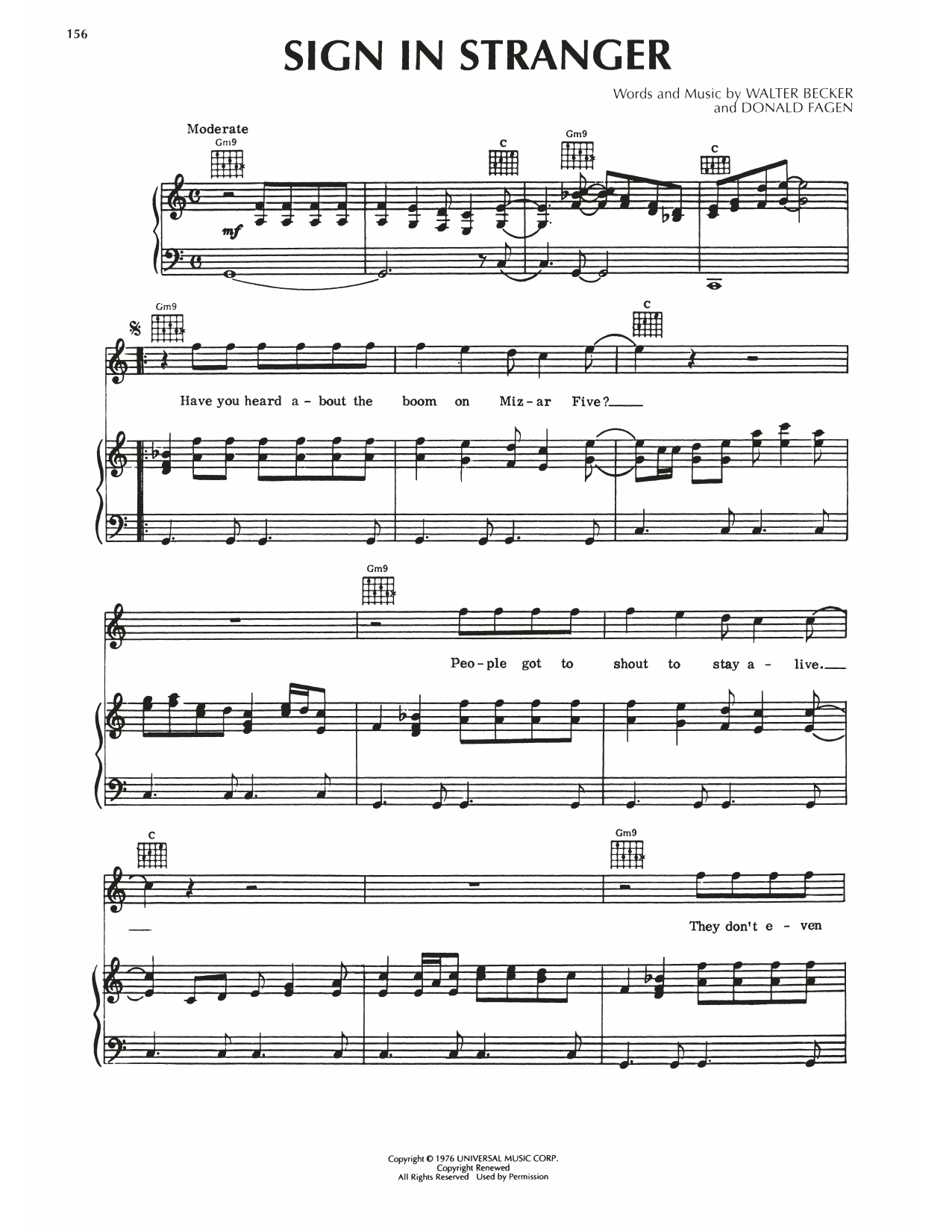 Steely Dan Sign In Stranger Sheet Music