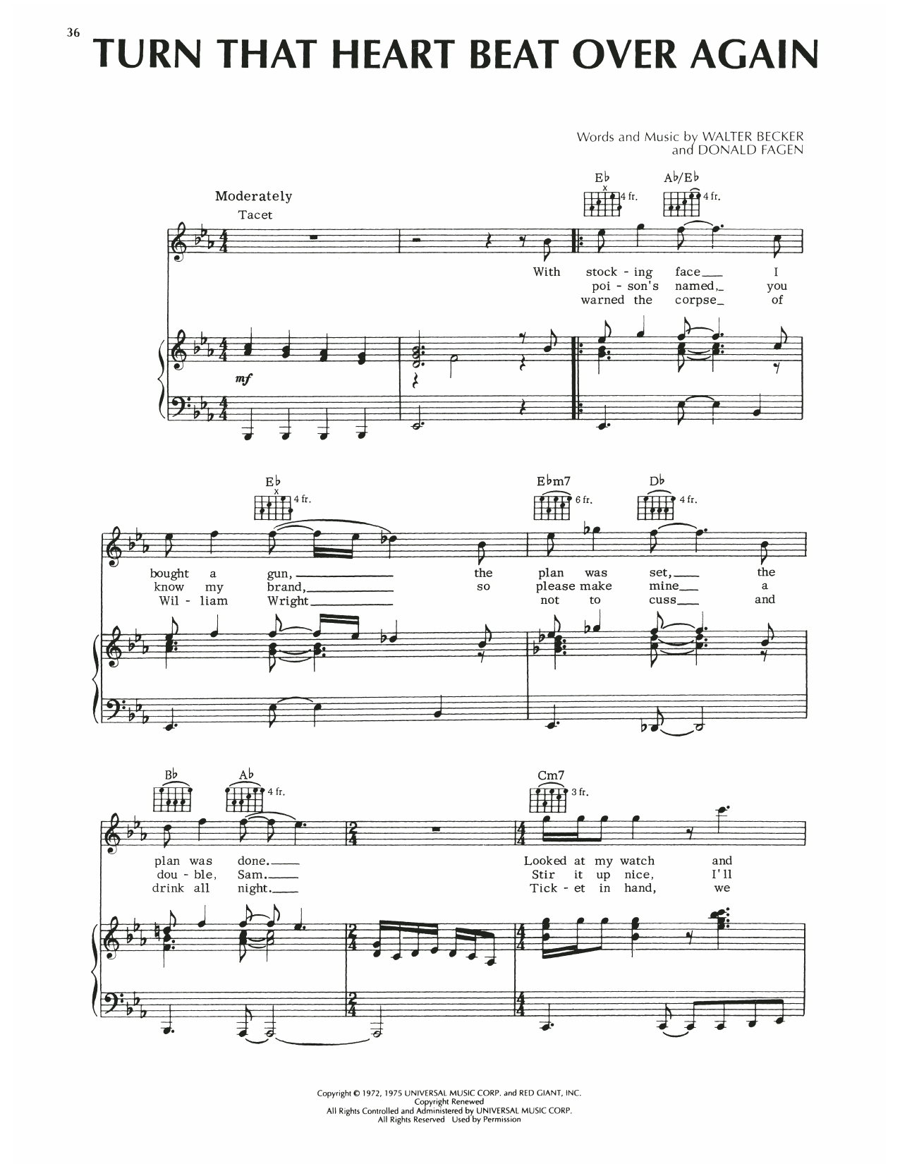 Steely Dan Turn That Heart Beat Over Again Sheet Music