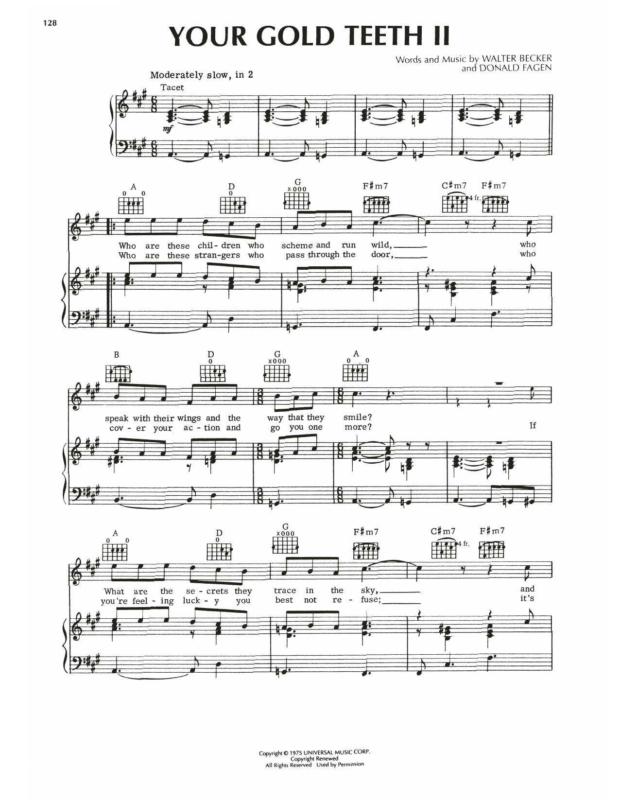 Steely Dan Your Gold Teeth II Sheet Music