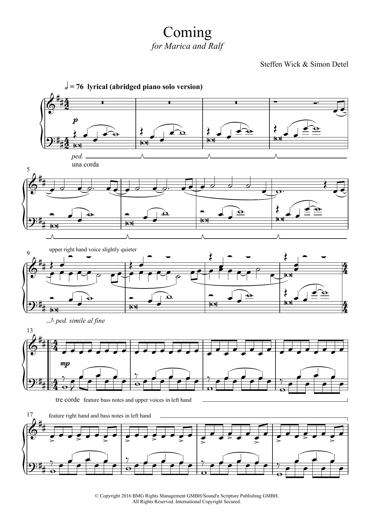 Steffen Wick Coming Sheet Music