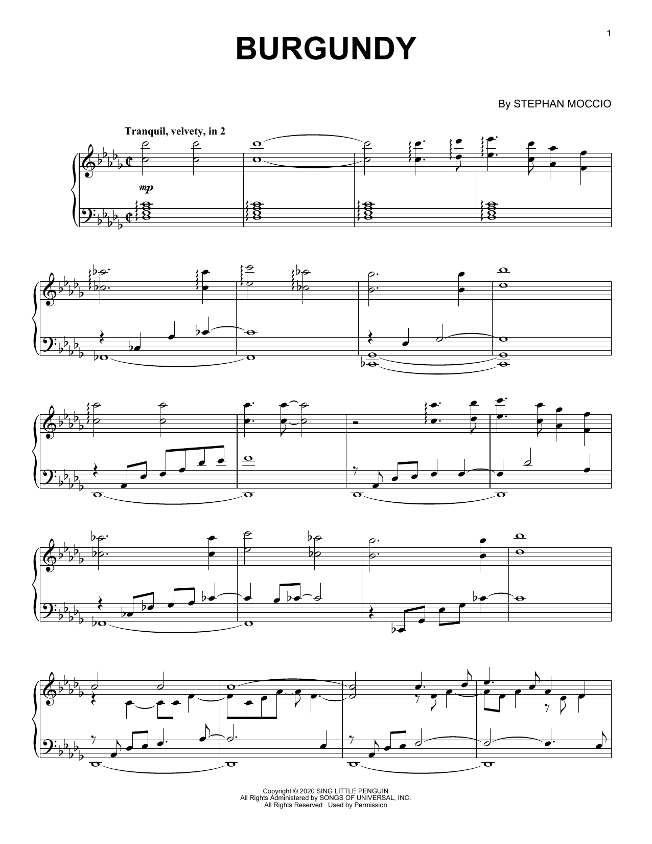 Stephan Moccio Burgundy Sheet Music