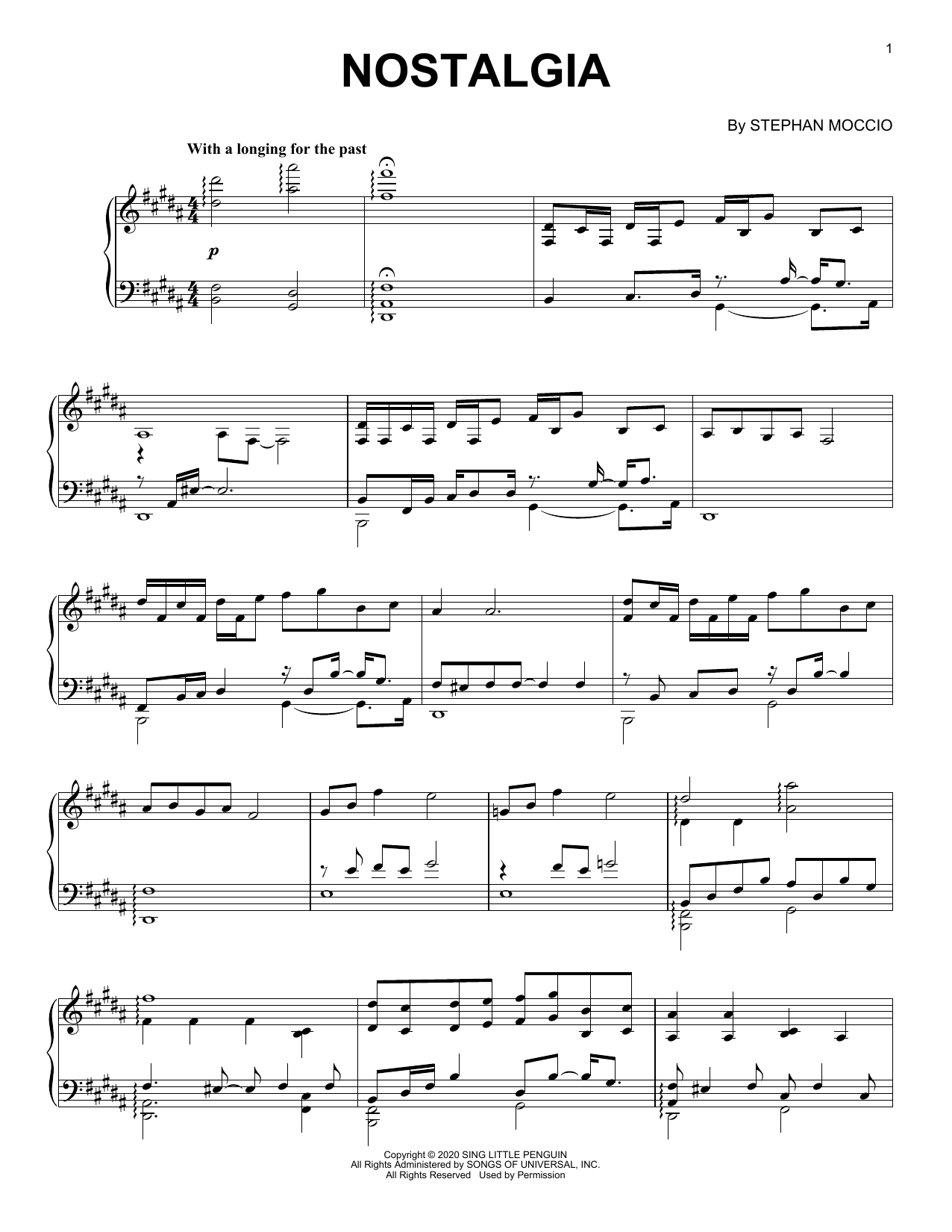 Stephan Moccio Nostalgia Sheet Music