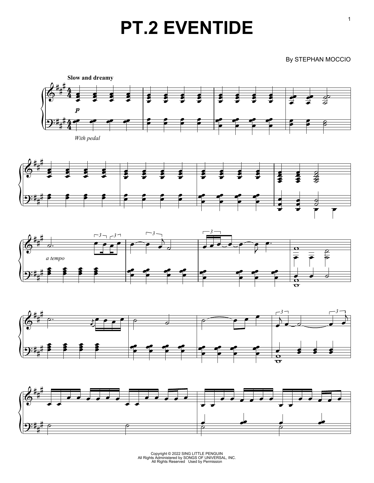 Stephan Moccio pt. 2 Eventide Sheet Music