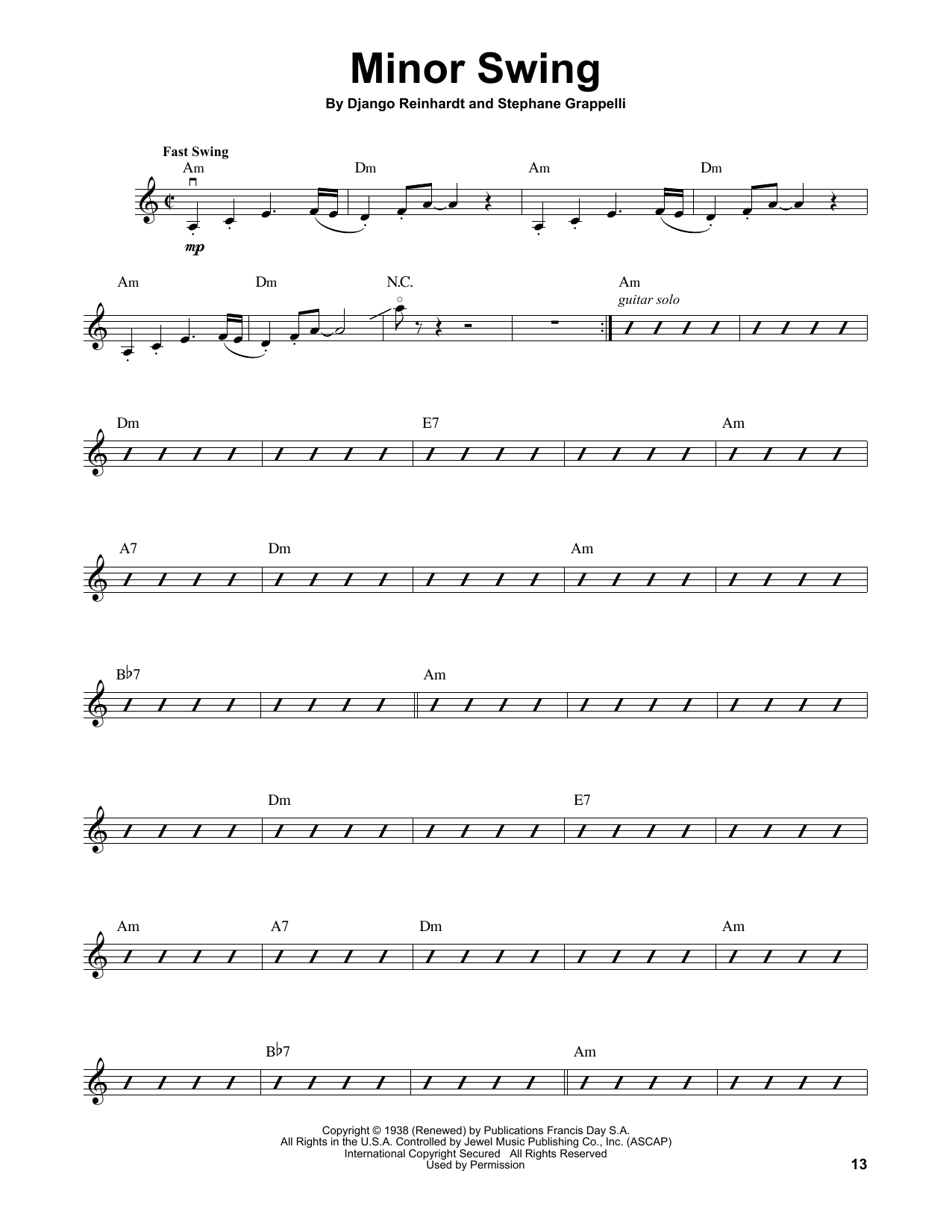 Stephane Grappelli Minor Swing Sheet Music