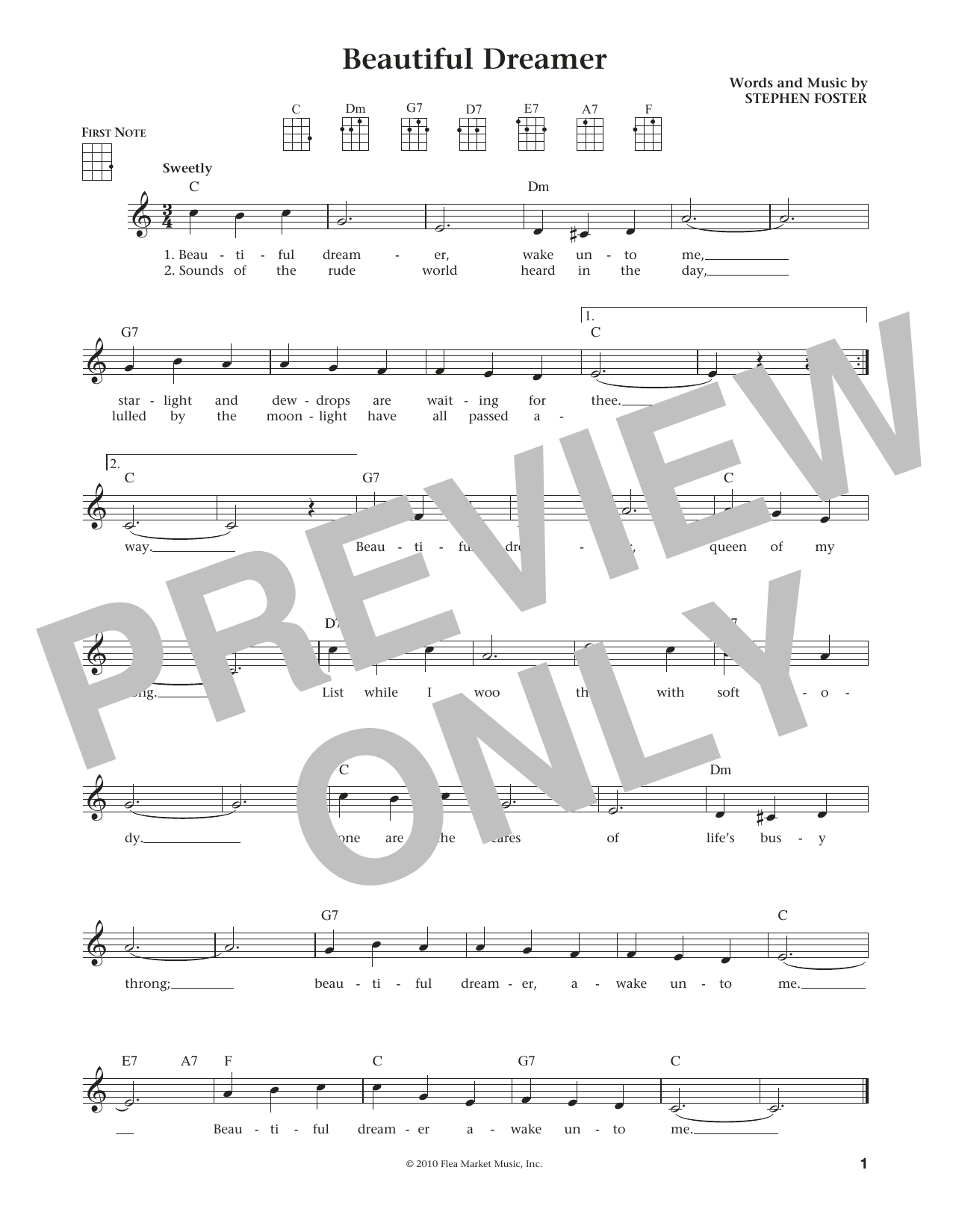 Stephen C. Foster Beautiful Dreamer (from The Daily Ukulele) (arr. Liz and Jim Beloff) Sheet Music