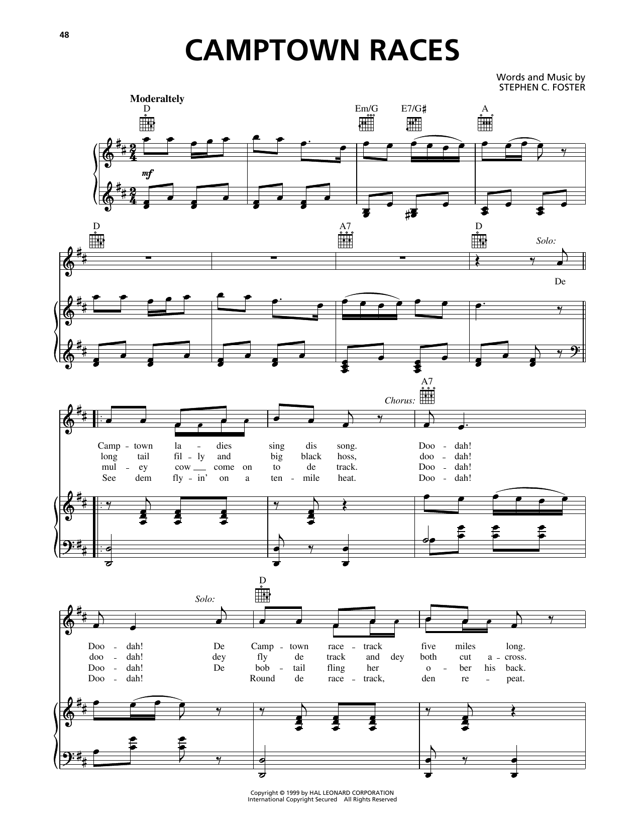 Stephen C. Foster Camptown Races Sheet Music
