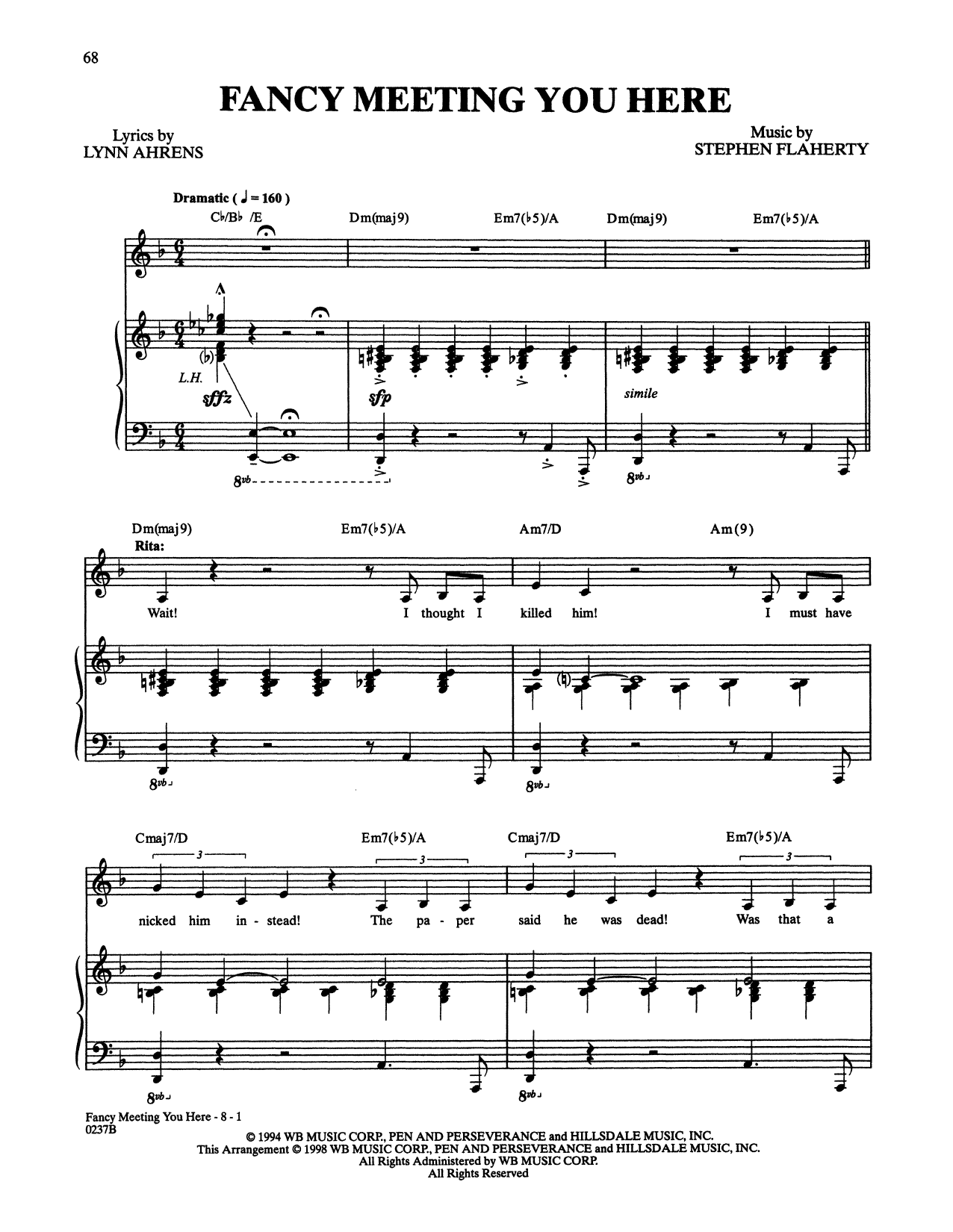Stephen Flaherty and Lynn Ahrens Fancy Meeting You Here (from Lucky Stiff) Sheet Music