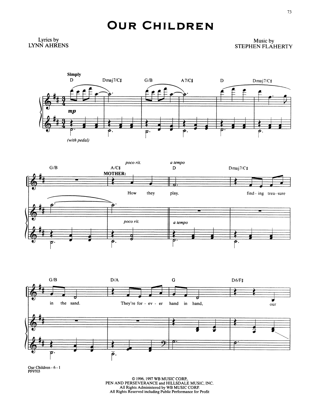 Stephen Flaherty and Lynn Ahrens Our Children (from Ragtime: The Musical) Sheet Music