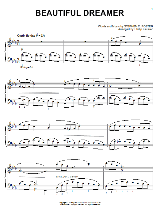 Stephen Foster Beautiful Dreamer (arr. Phillip Keveren) Sheet Music