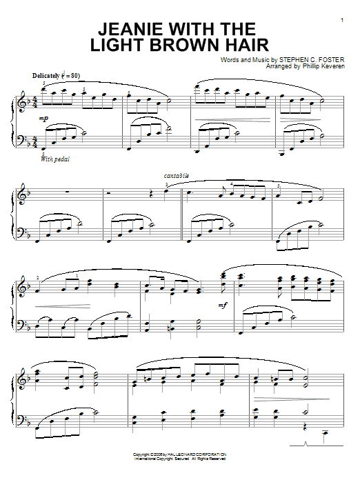 Stephen Foster Jeanie With The Light Brown Hair (arr. Phillip Keveren) Sheet Music