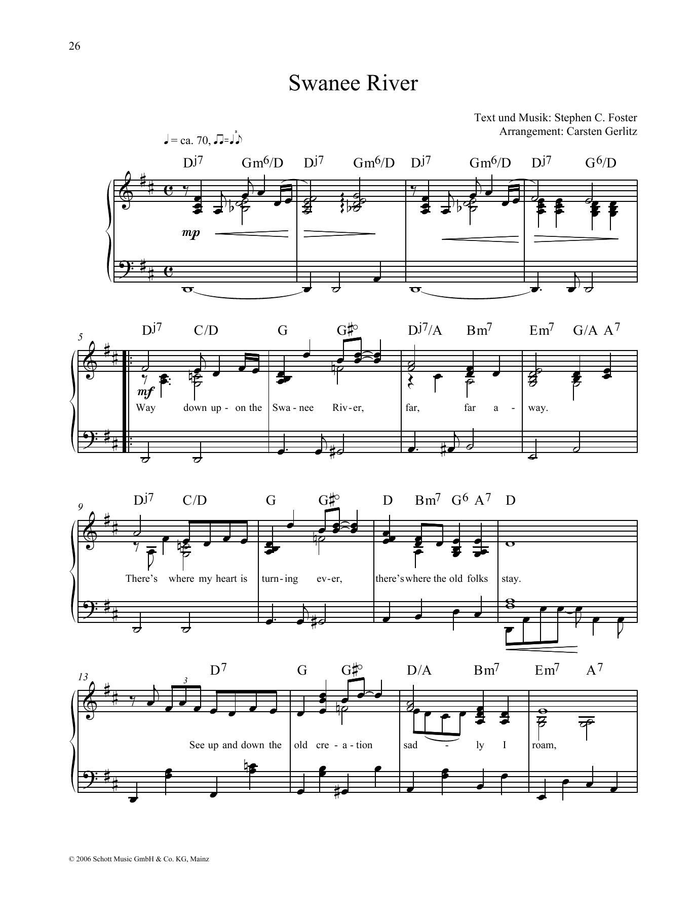Stephen Foster Swanee River Sheet Music