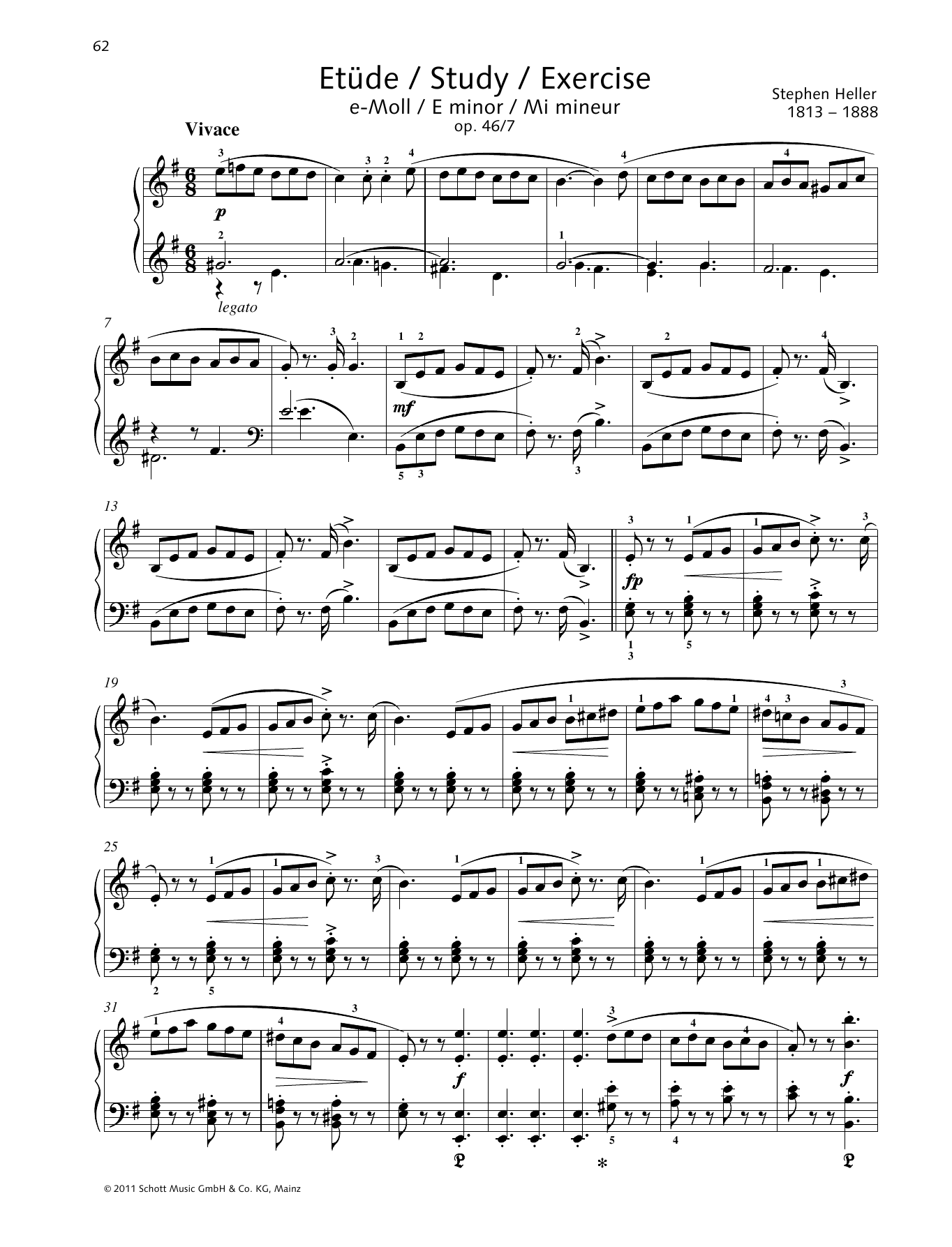Stephen Heller Study E minor Sheet Music