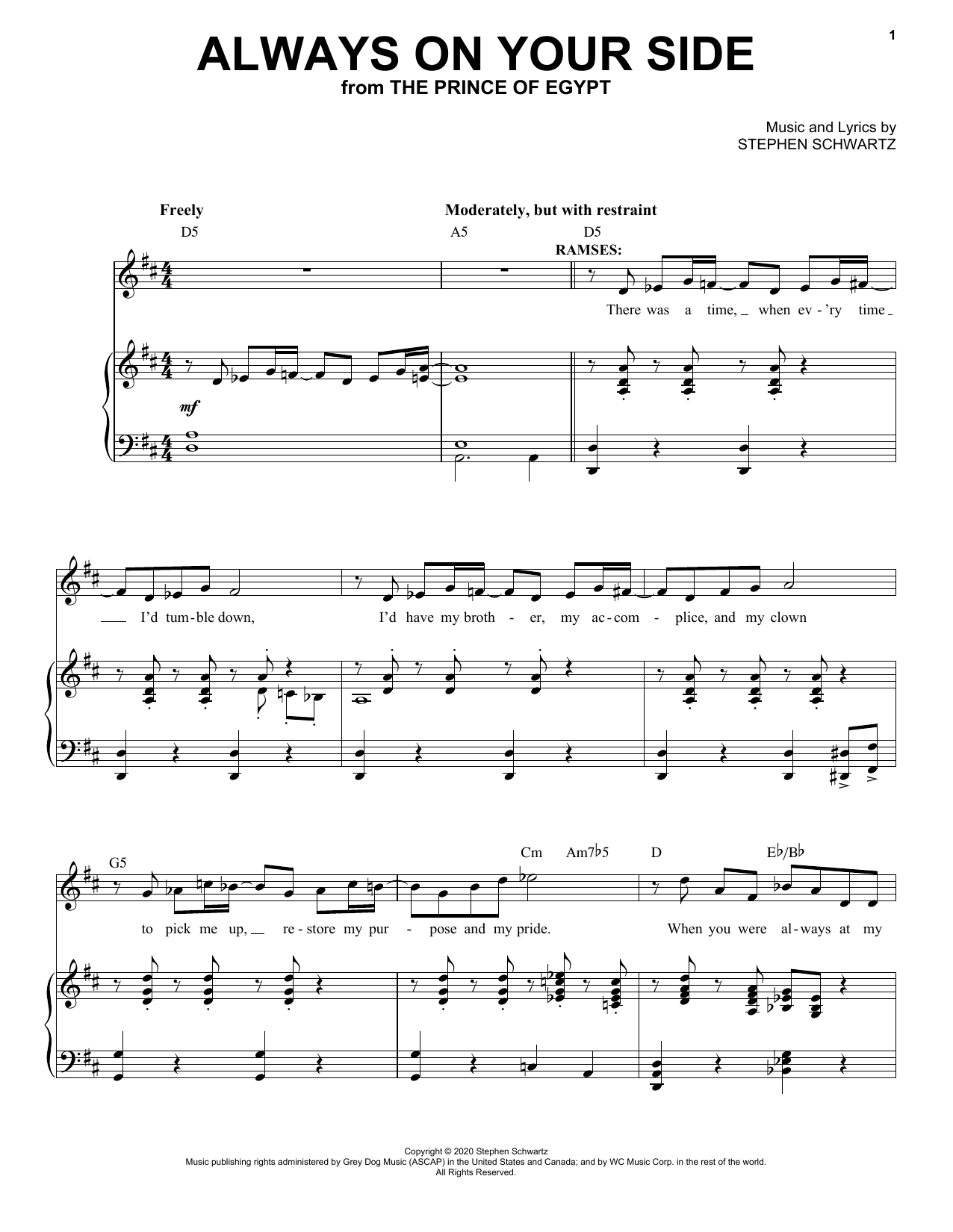 Stephen Schwartz Always On Your Side (from The Prince Of Egypt: A New Musical) Sheet Music