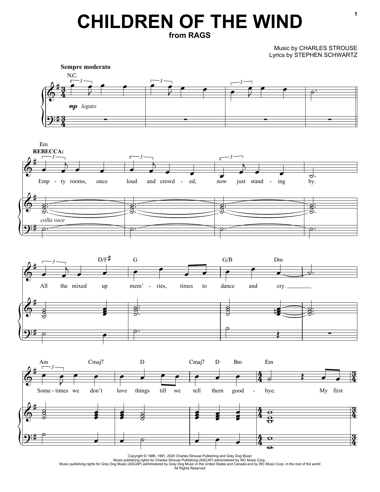 Stephen Schwartz & Charles Strouse Children Of The Wind (from Rags: The Musical) Sheet Music