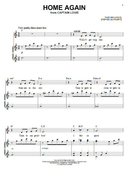 Stephen Schwartz Home Again Sheet Music