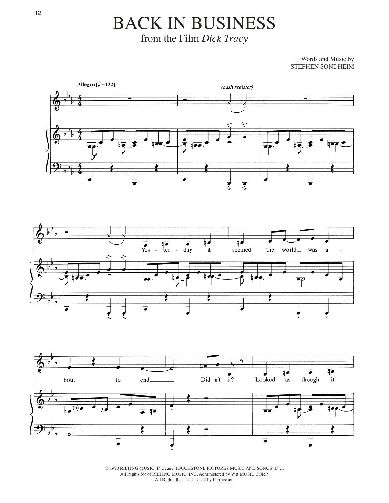Stephen Sondheim Back In Business Sheet Music