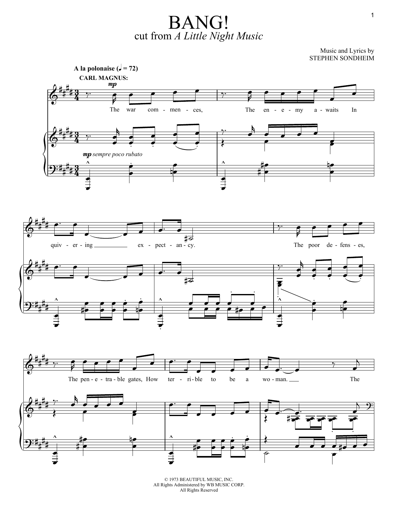 Stephen Sondheim Bang! Sheet Music