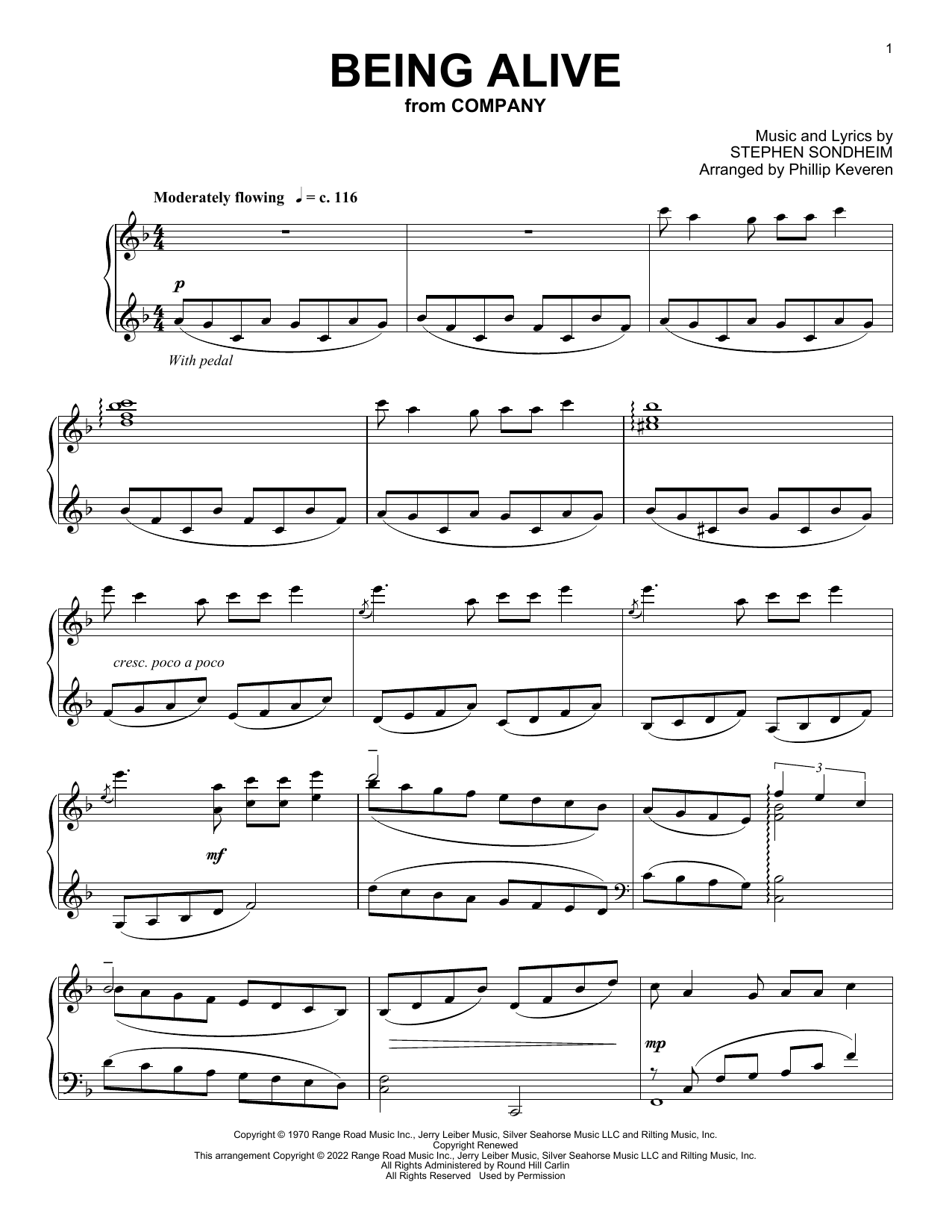 Stephen Sondheim Being Alive (from Company) (arr. Phillip Keveren) Sheet Music
