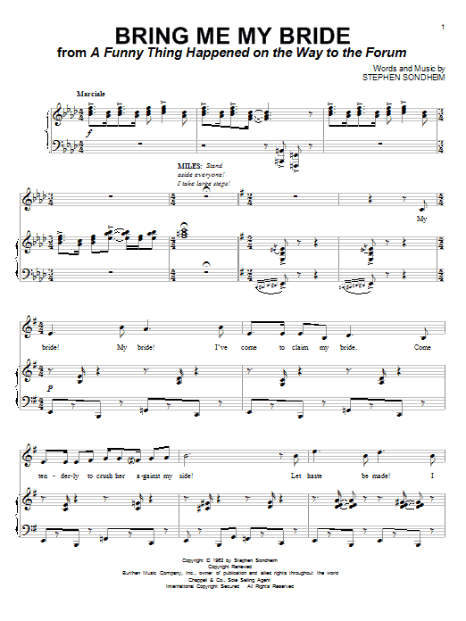 Stephen Sondheim Bring Me My Bride Sheet Music