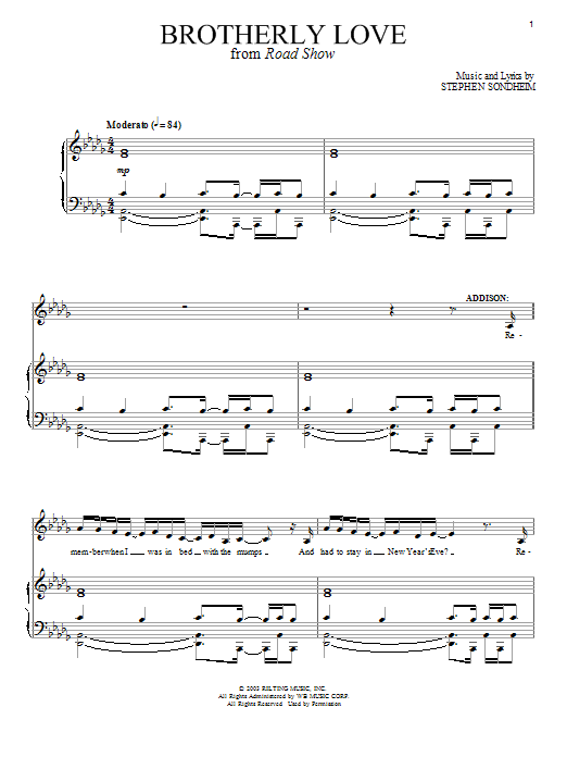 Stephen Sondheim Brotherly Love Sheet Music