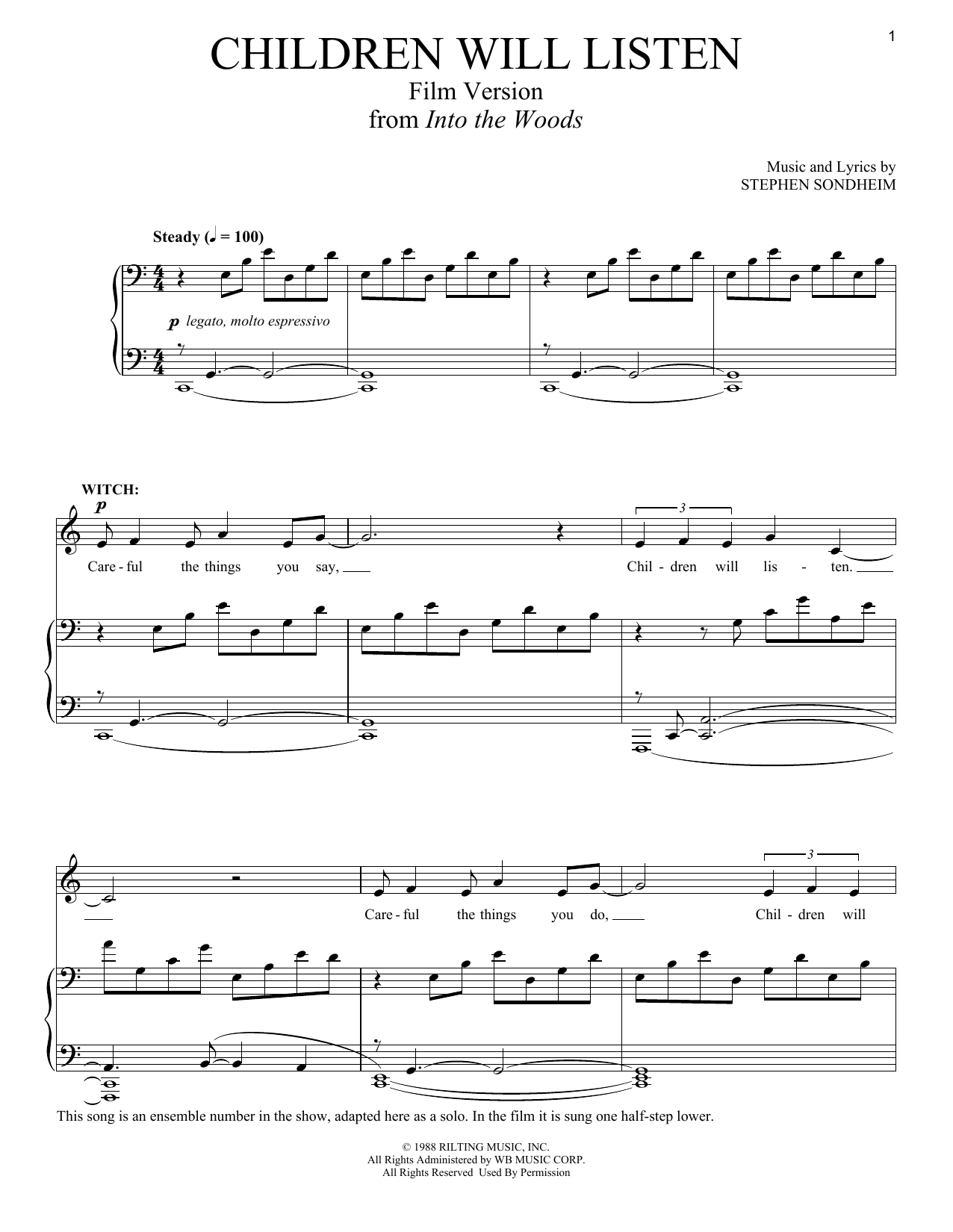 Stephen Sondheim Children Will Listen (Film Version) (from Into The Woods) Sheet Music