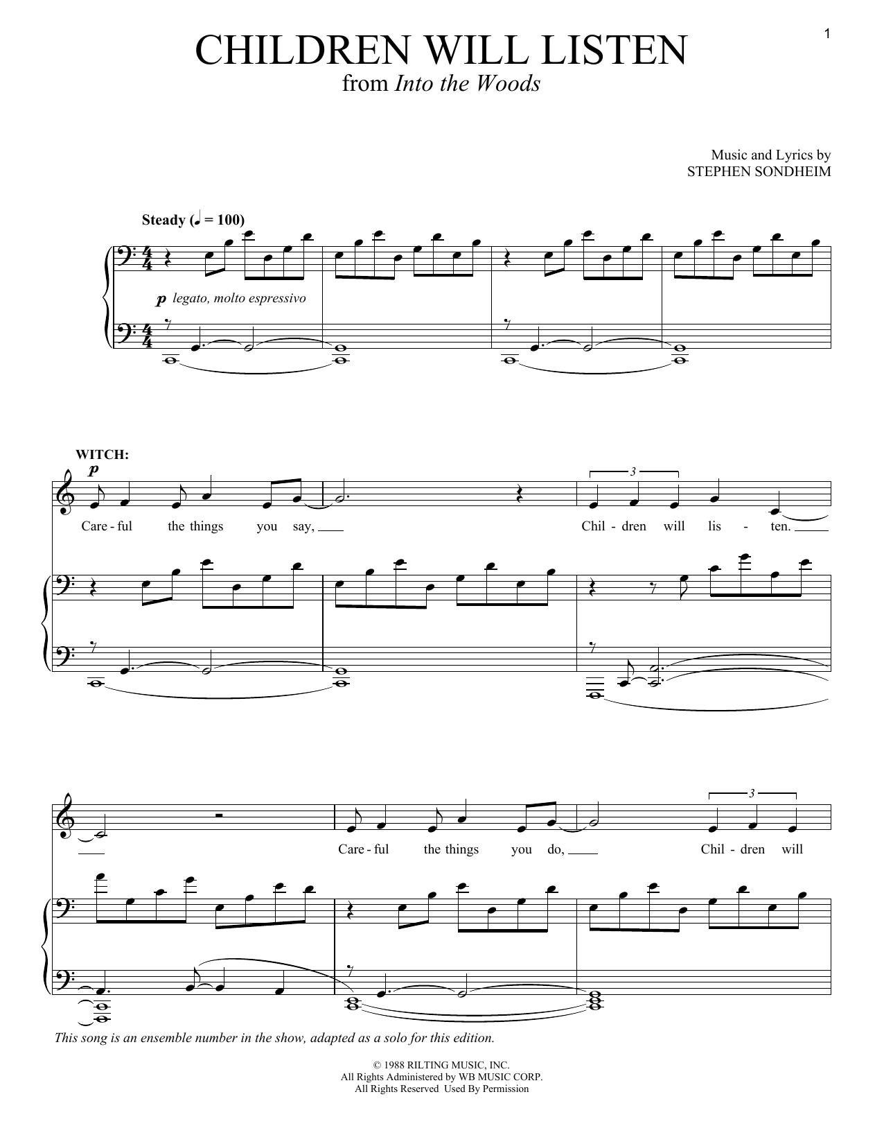 Stephen Sondheim Children Will Listen (from Into The Woods) Sheet Music