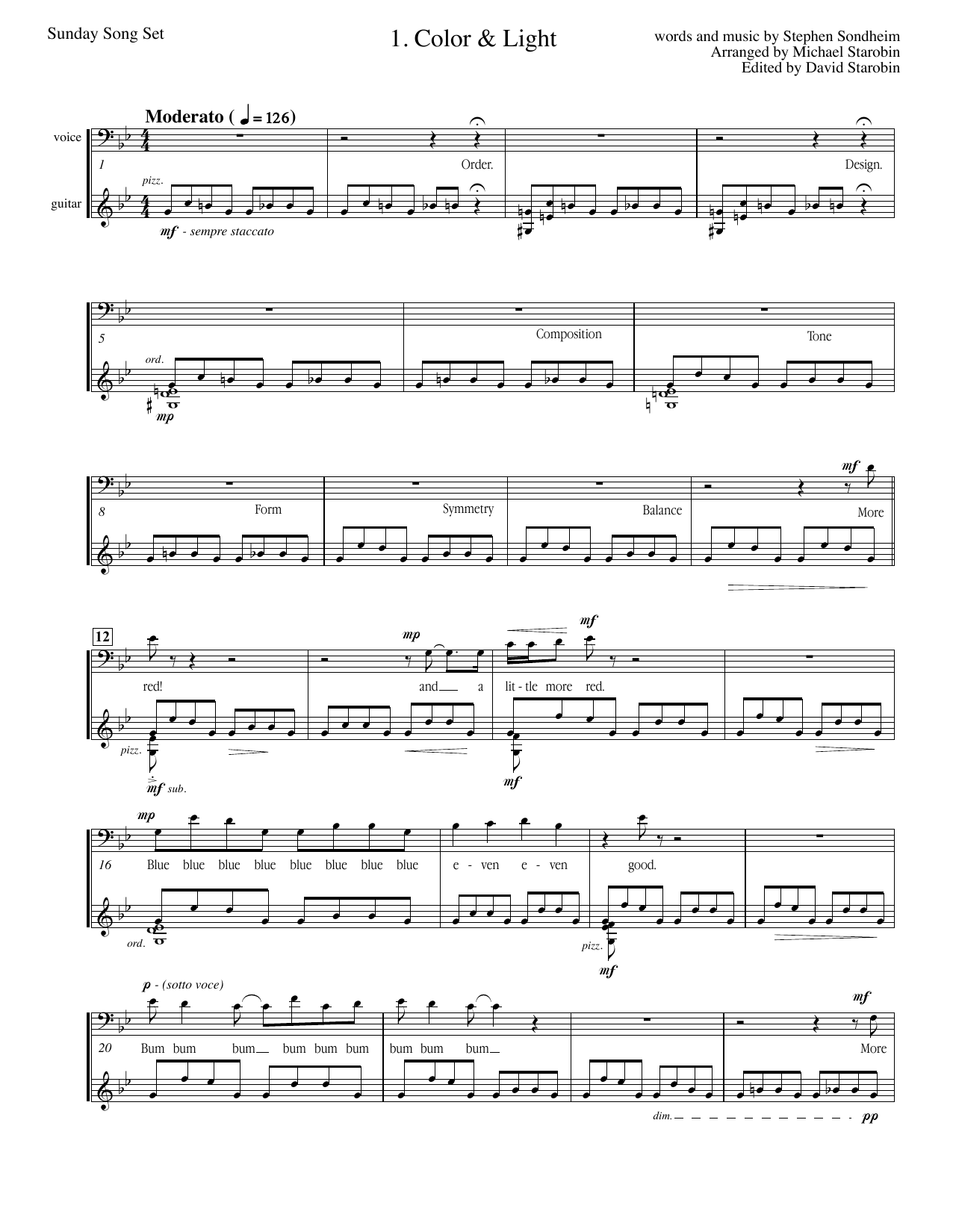 Stephen Sondheim Color And Light (from Sunday In The Park With George) Sheet Music