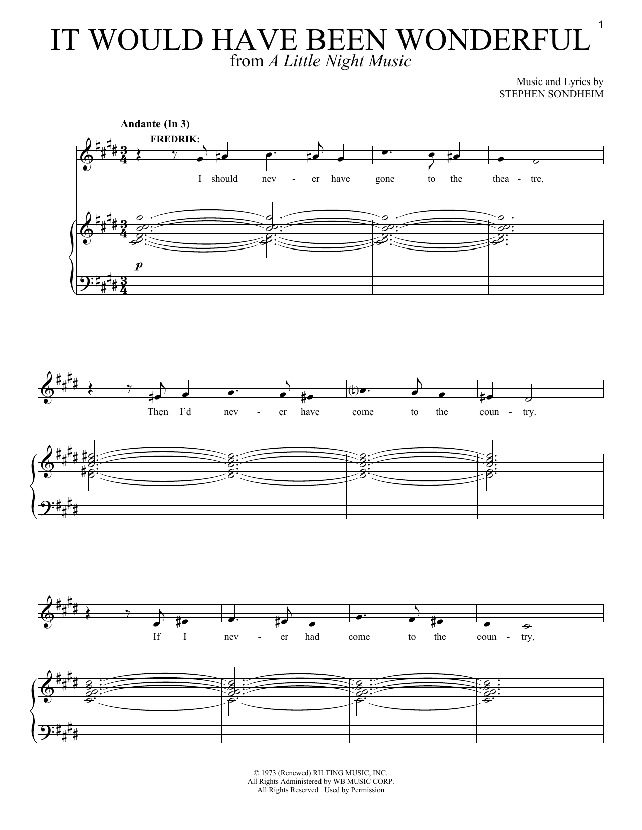 Stephen Sondheim It Would Have Been Wonderful Sheet Music