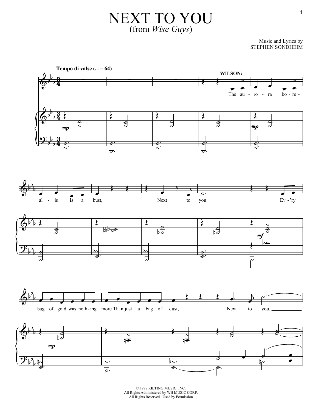 Stephen Sondheim Next To You Sheet Music