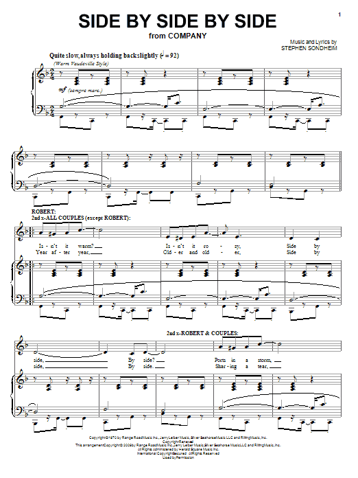 Stephen Sondheim Side By Side By Side Sheet Music
