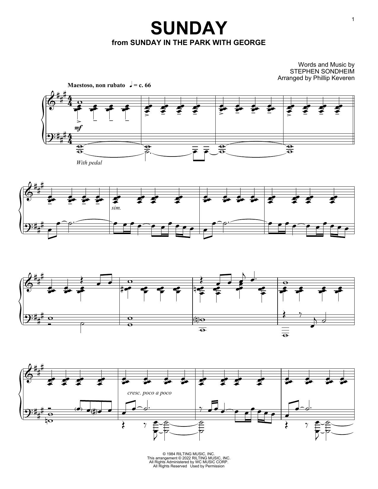 Stephen Sondheim Sunday (from Sunday In The Park With George) (arr. Phillip Keveren) Sheet Music