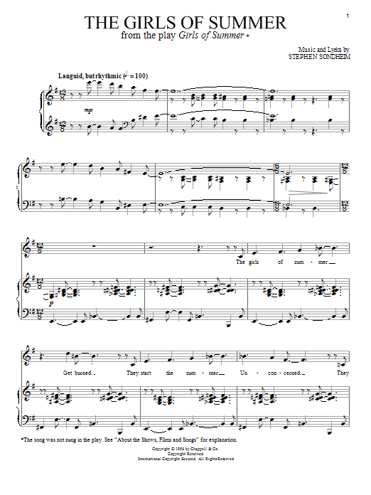 Stephen Sondheim The Girls Of Summer Sheet Music