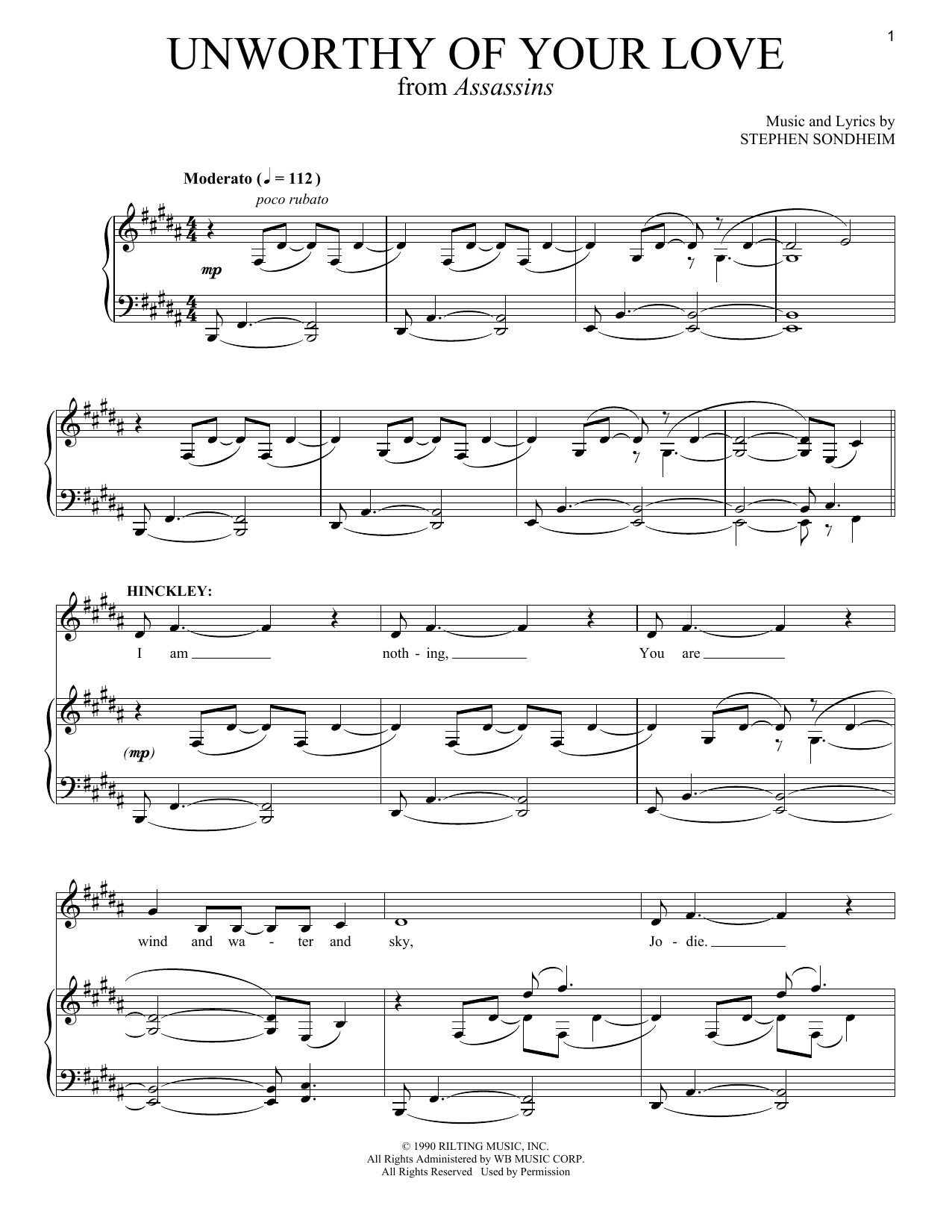 Stephen Sondheim Unworthy Of Your Love Sheet Music