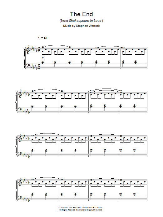 Stephen Warbeck The End (from Shakespeare In Love) Sheet Music