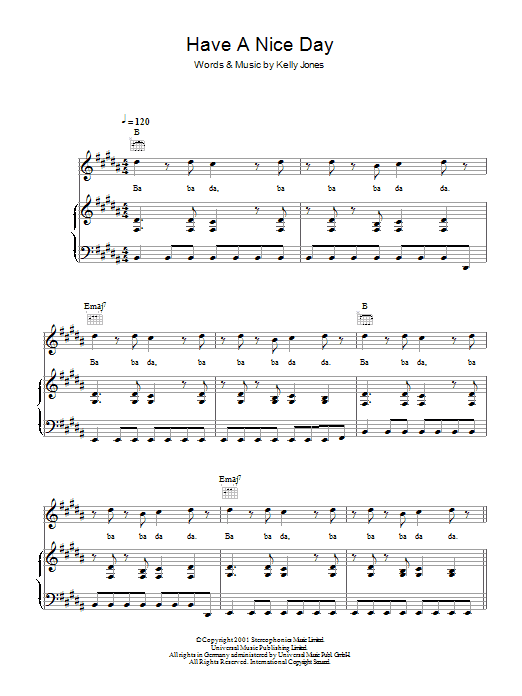 Stereophonics Have A Nice Day Sheet Music