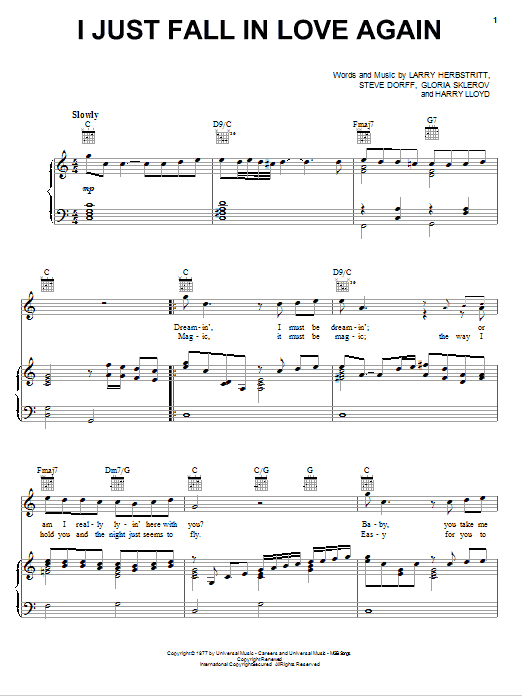 Steve Dorff I Just Fall In Love Again Sheet Music