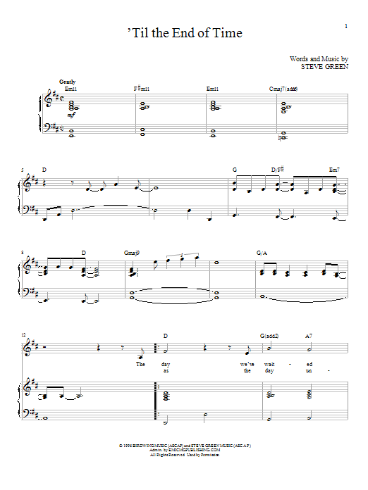 Steve Green 'Til The End Of Time Sheet Music