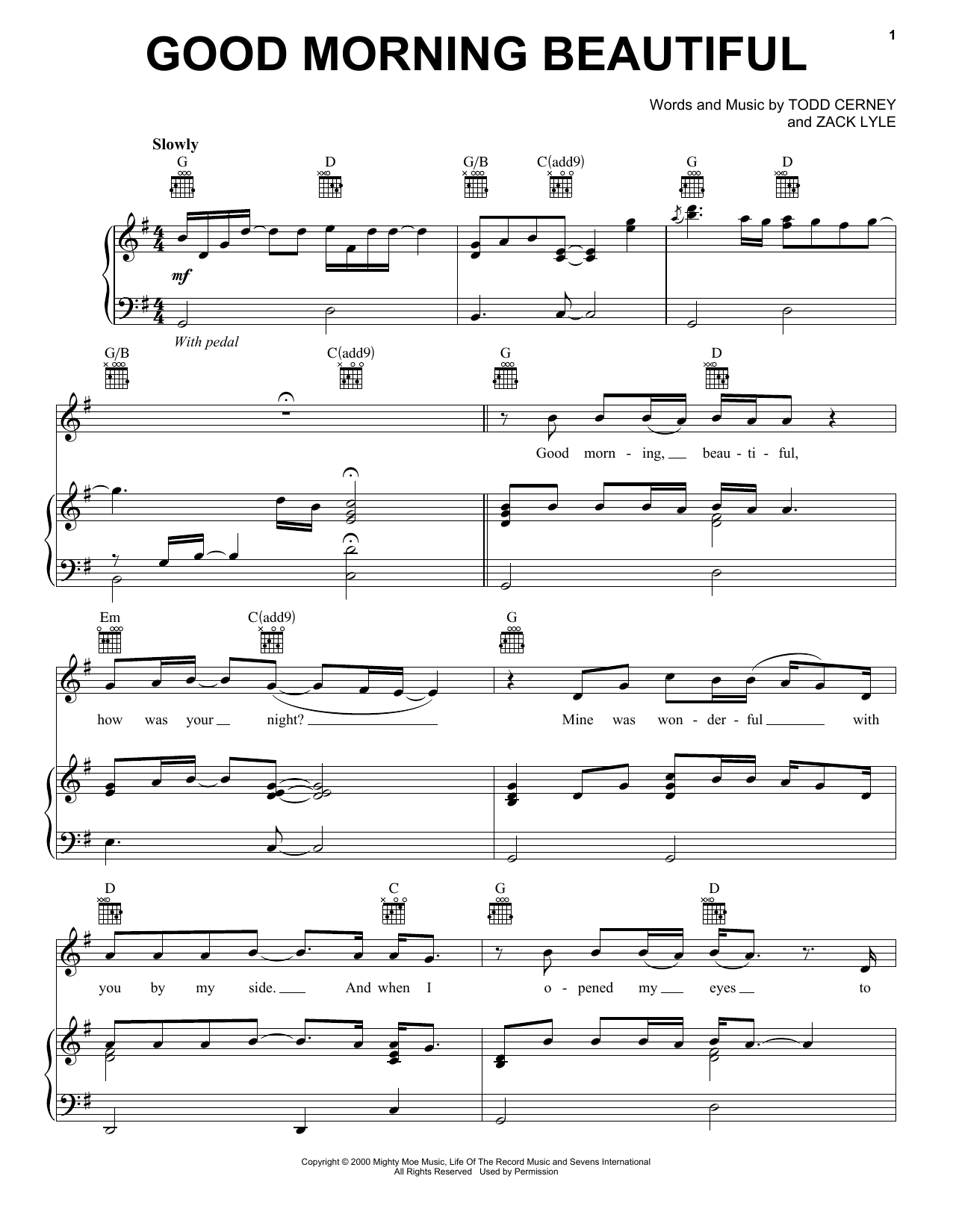 Steve Holy Good Morning Beautiful Sheet Music