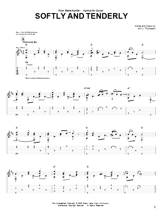 Steve Hunter Softly And Tenderly Sheet Music
