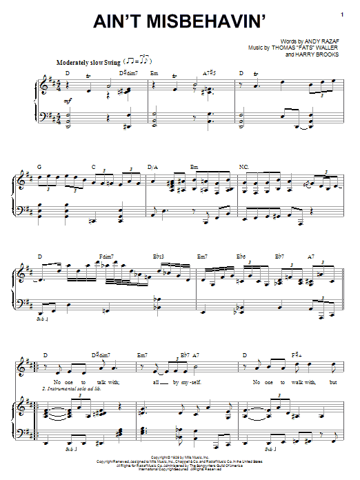 Steve Tyrell Ain't Misbehavin' Sheet Music