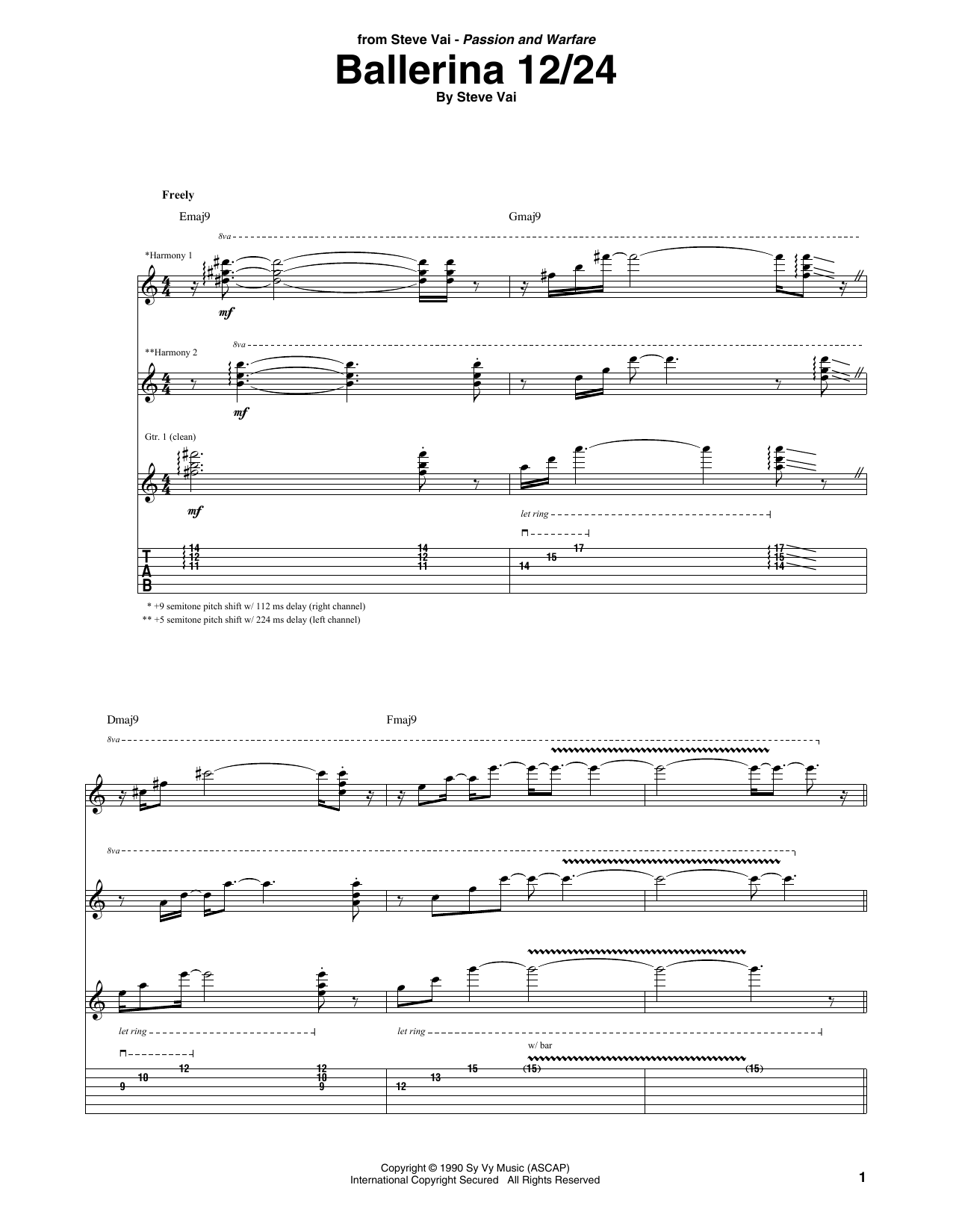 Steve Vai Ballerina 12/24 Sheet Music